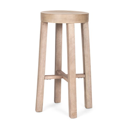 Brahma 30" Total Height White Washed Wood Stool