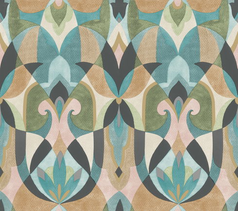 Malta Teal & Gold Wallpaper