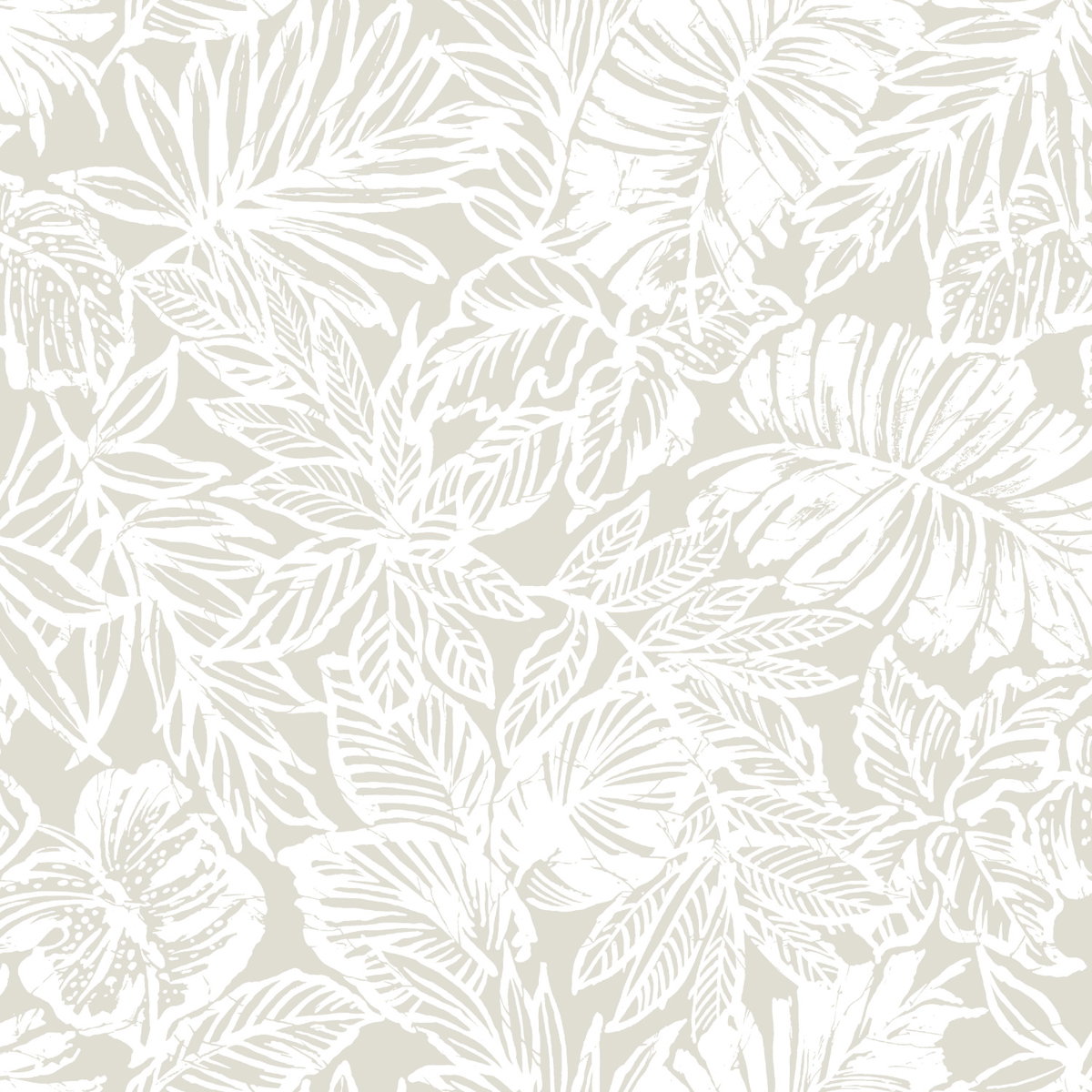 Batik Tropical Leaf Beige Peel & Stick Wallpaper, by York Wall, 16'6" length x 1'8.5" width x 0.02" depth