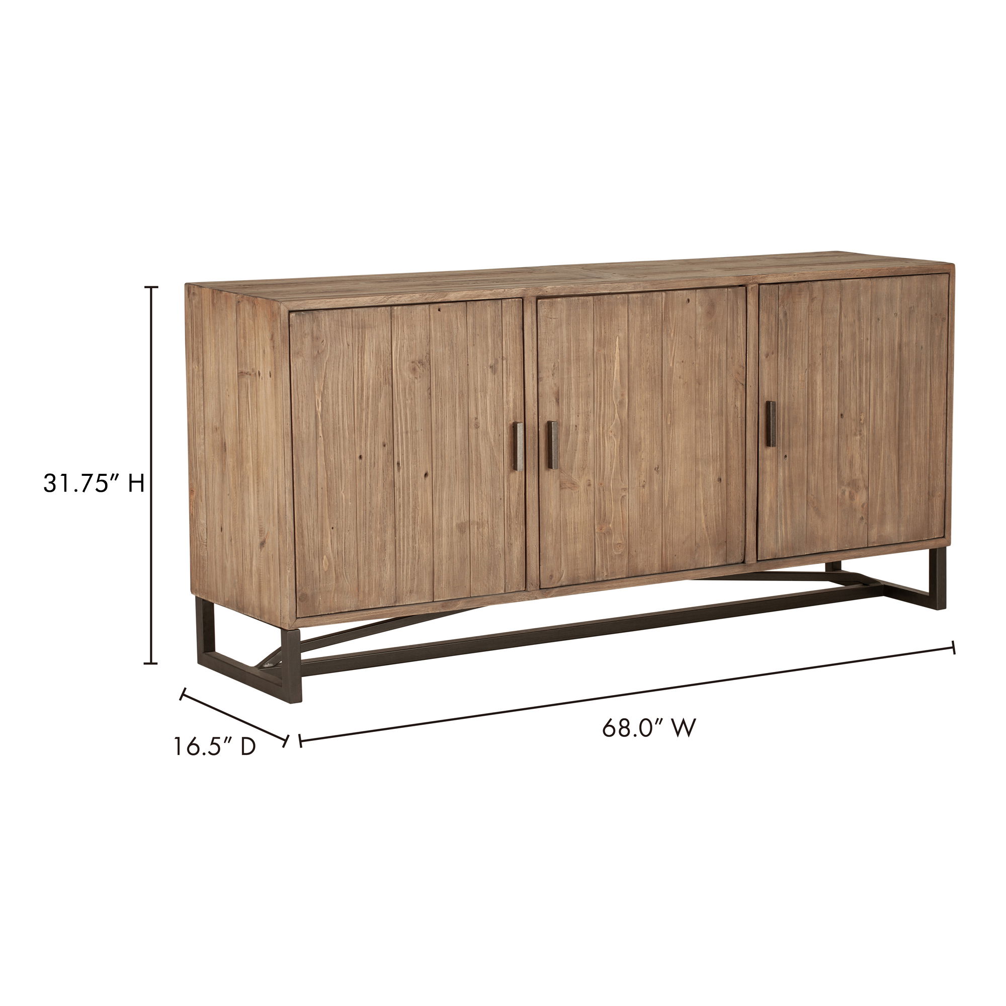 Sierra Sideboard Natural, Cabinets & Sideboard by Moe's Home, 68" width x 31.75" height x 16.5" depth View 9