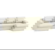 Online Designer Other Big Sur Square Arm Slipcovered Deep Seat U-Chaise Loveseat Sectional with Bench Cushion, Down Blend Wrapped Cushions, Basketweave Slub Oatmeal