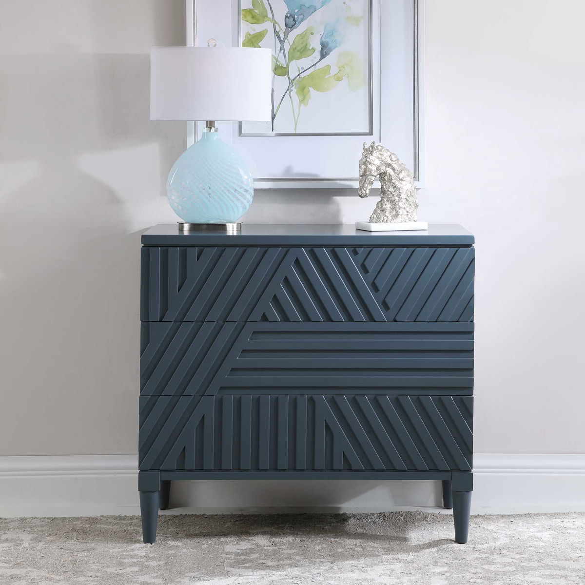 Colby Blue Drawer Chest, Cabinets & Chest by Uttermost, 36" width x 33" height x 18" depth View 2
