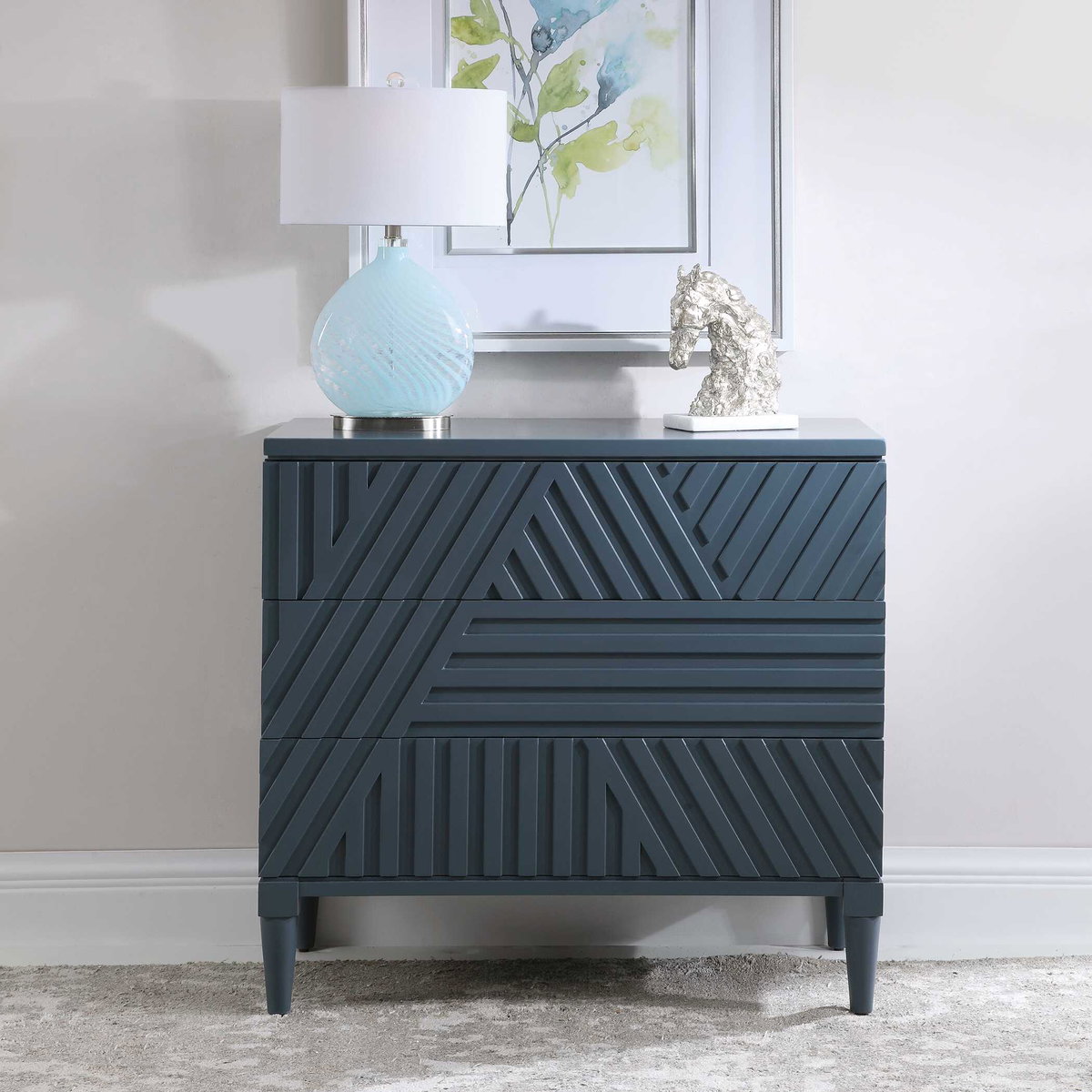 Colby Blue Drawer Chest, Cabinets & Chest by Uttermost, 36" width x 33" height x 18" depth View 2