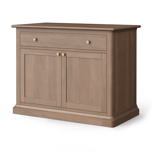 Braxton Dark Brown Solid Wood with Antique Knobs Accent Cabinet 1 Drawer 2 Doors