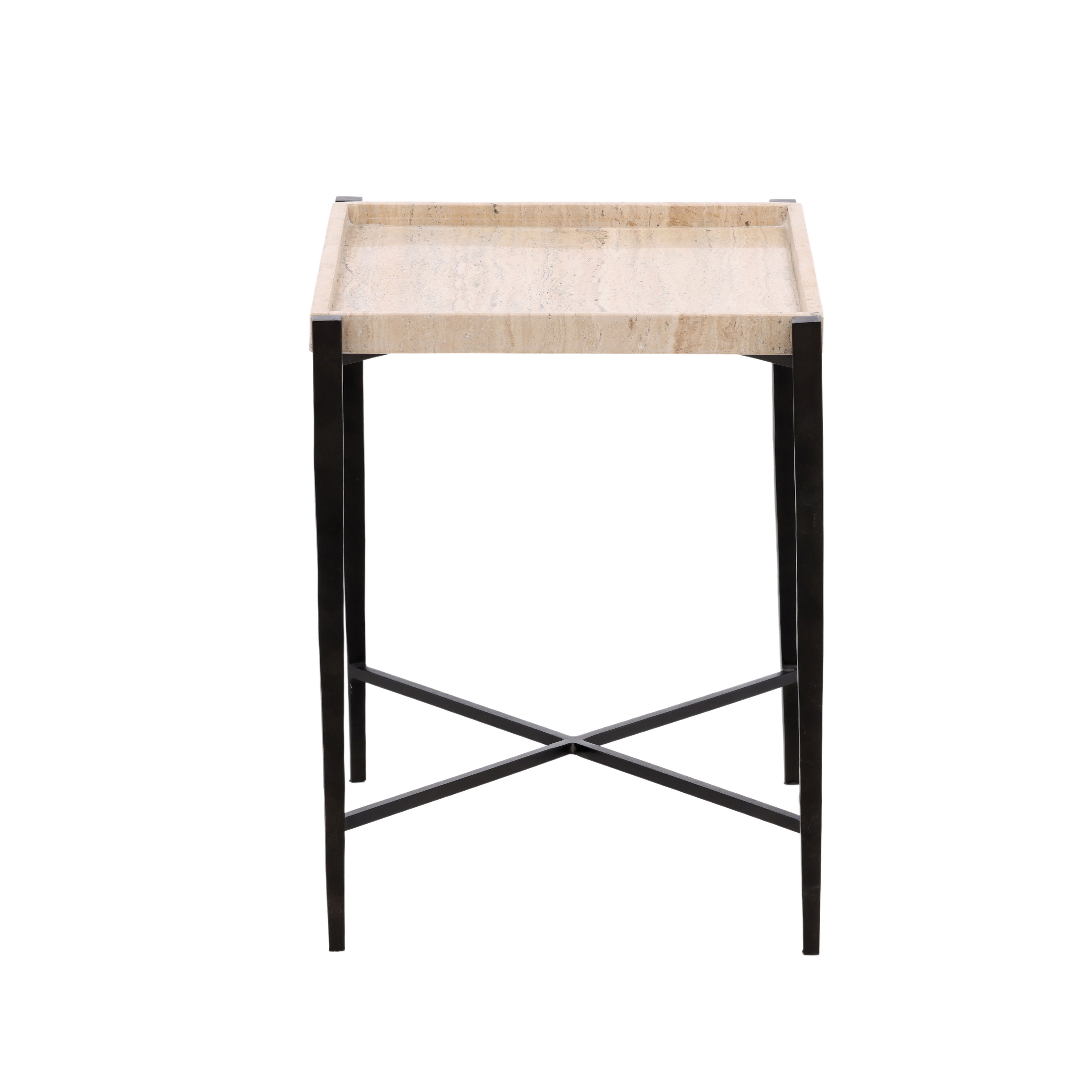 Rice End Table Travertine, Side & End Table by Dovetail, 22" width x 22" height x 17" depth View 3