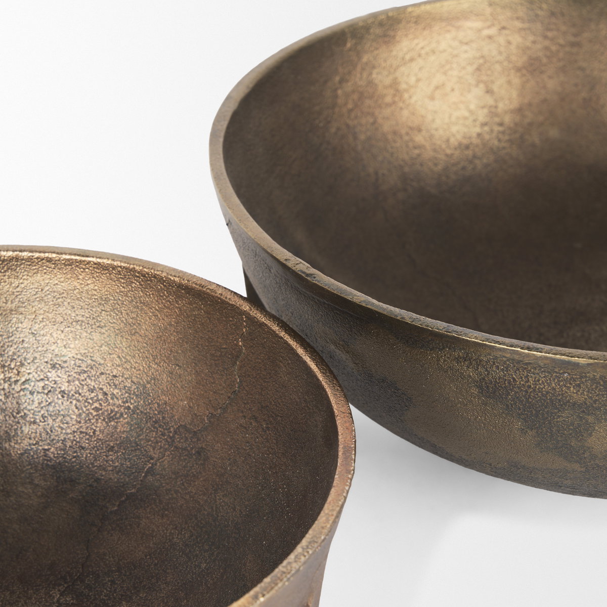 Quita Large Gold Metal Decorative Bowls (Set of 2), by Mercana, 14" length x 14" width x 6.75" height View 9
