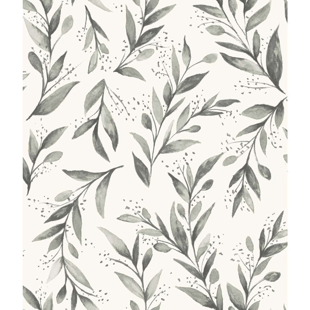Olive Branch Charcoal Wallpaper, by York Wall, 33' length x 1'8.5" width x 0.02" depth