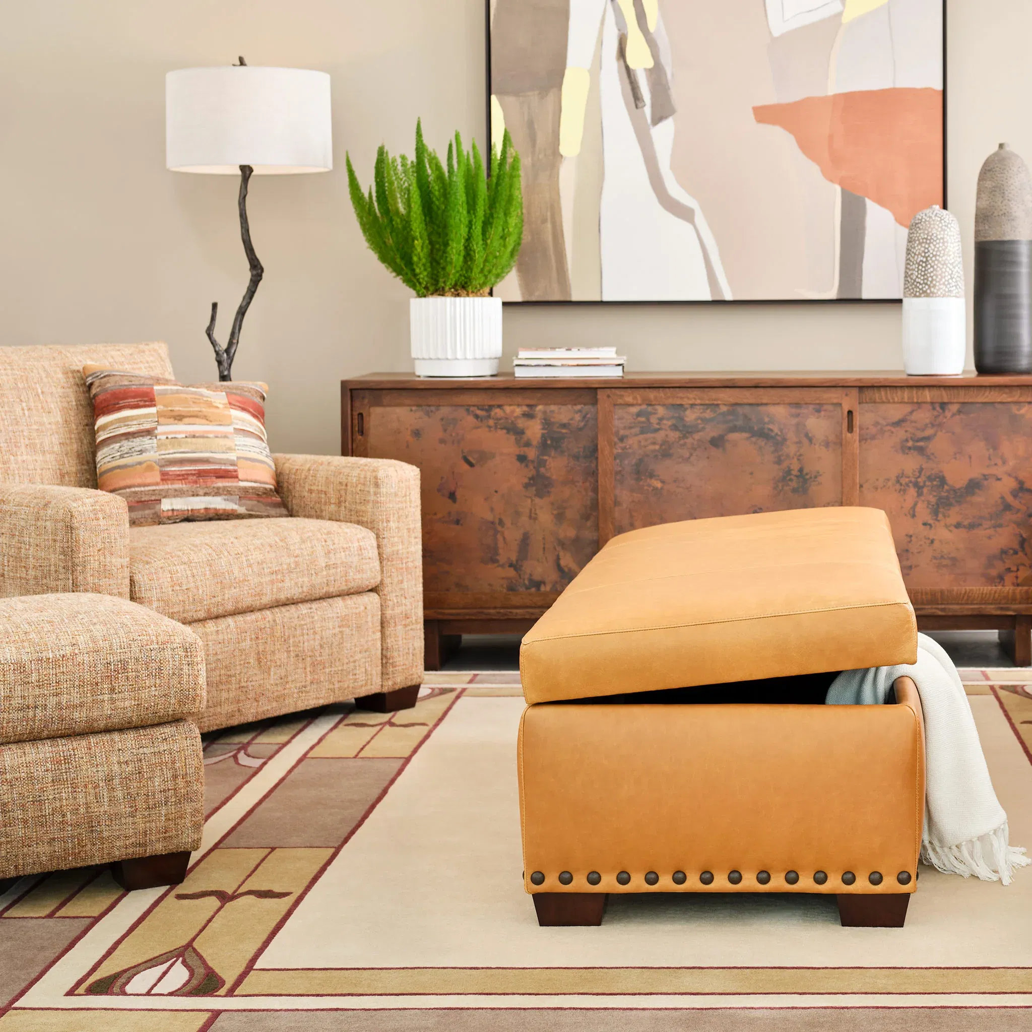 Durant Storage Ottoman, by Stickley, 60" width x 20" height x 25" depth View 3