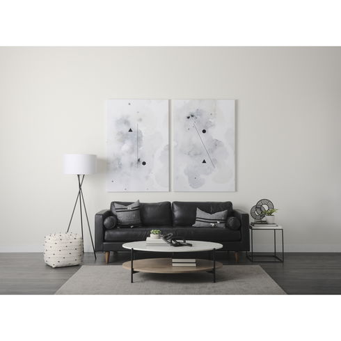 Amaira Cream/Black/White patterned Wool and Cotton Pouf