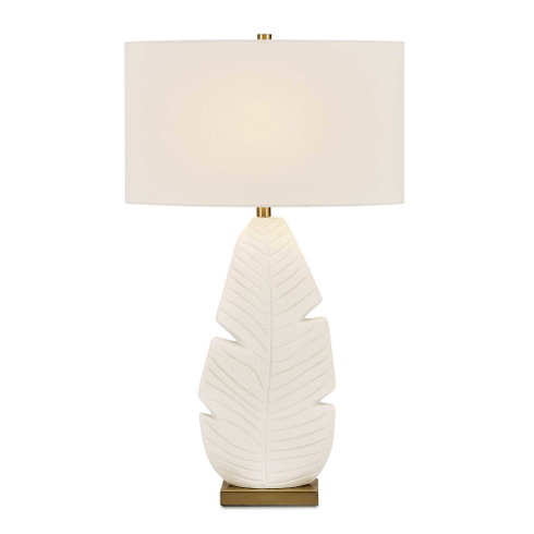 Palm Leaf White Table Lamp