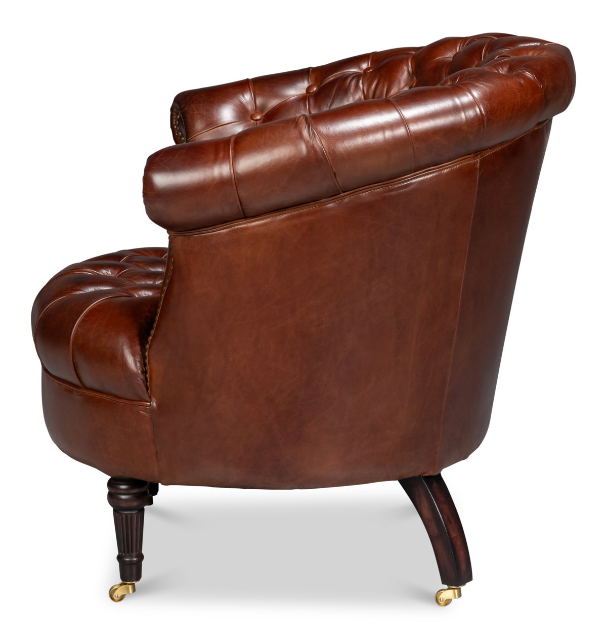 Bastian Armchair, Newark Brown Leather, Seating by Sarreid, 33" length x 33" width x 31" height View 9