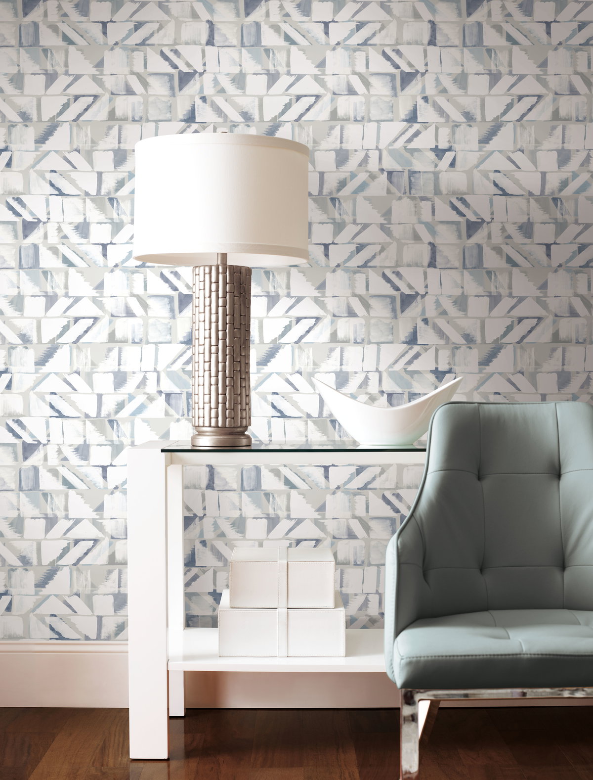 Refraction Blue & Grey Peel & Stick Wallpaper, by York Wall, 20' length x 1'8.5" width x 0.02" depth View 2