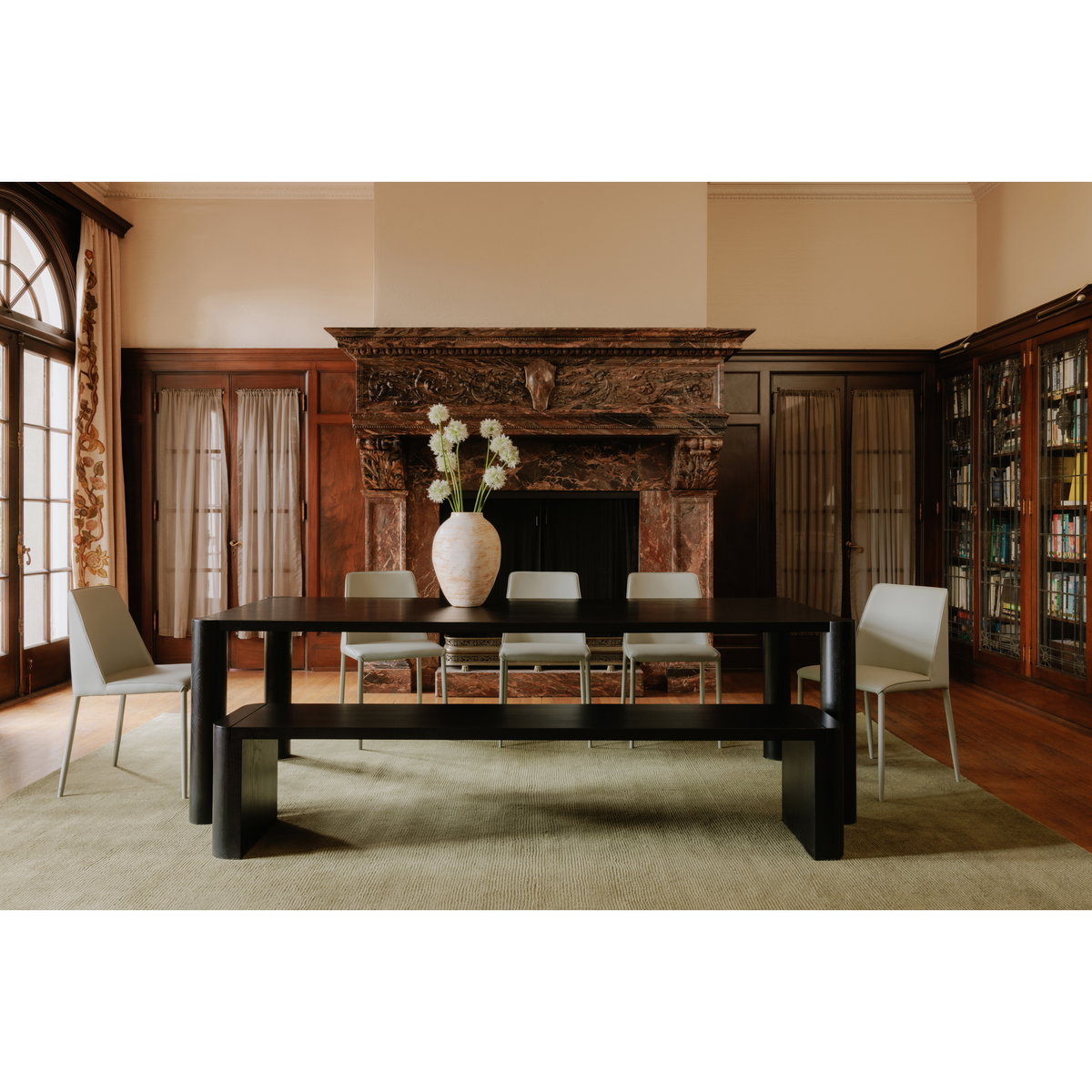 Post Large Dining Table Black, by Moe's Home, 96" width x 29" height x 39" depth View 7