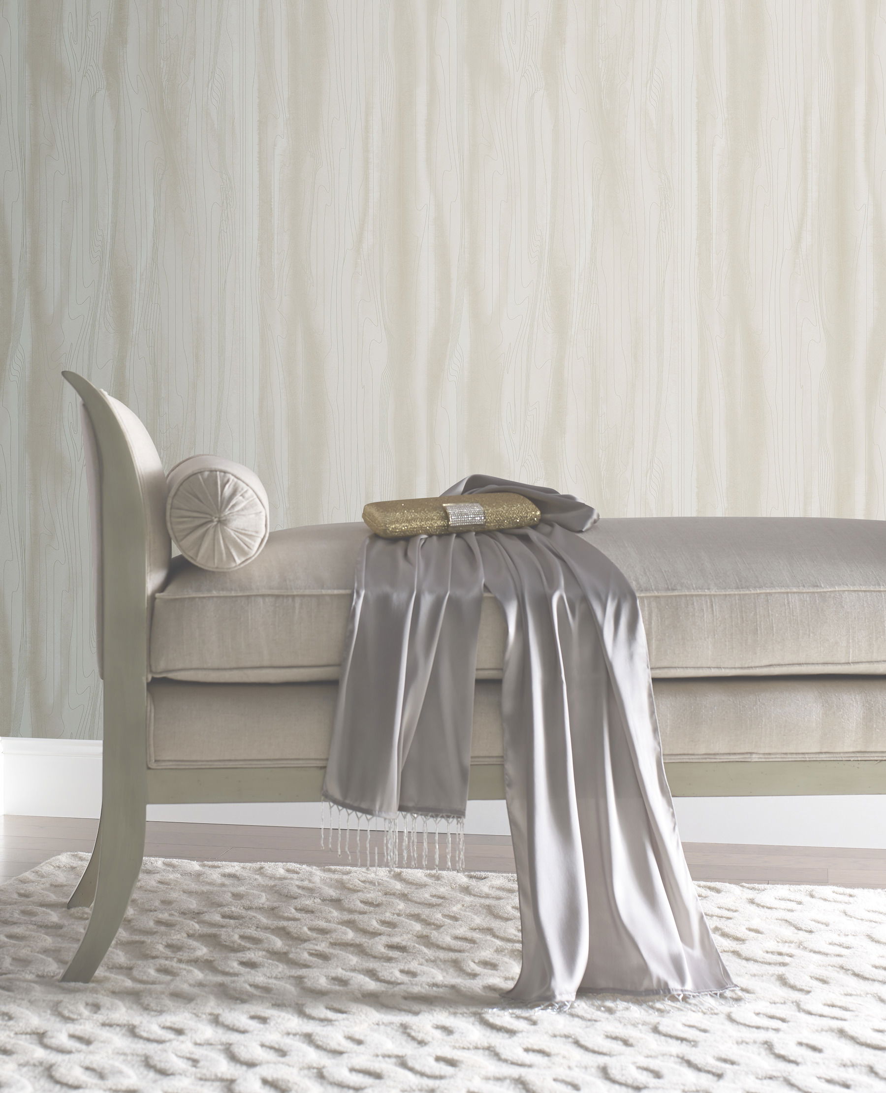 Fantasy Faux Bois White & Pearl Wallpaper large image 