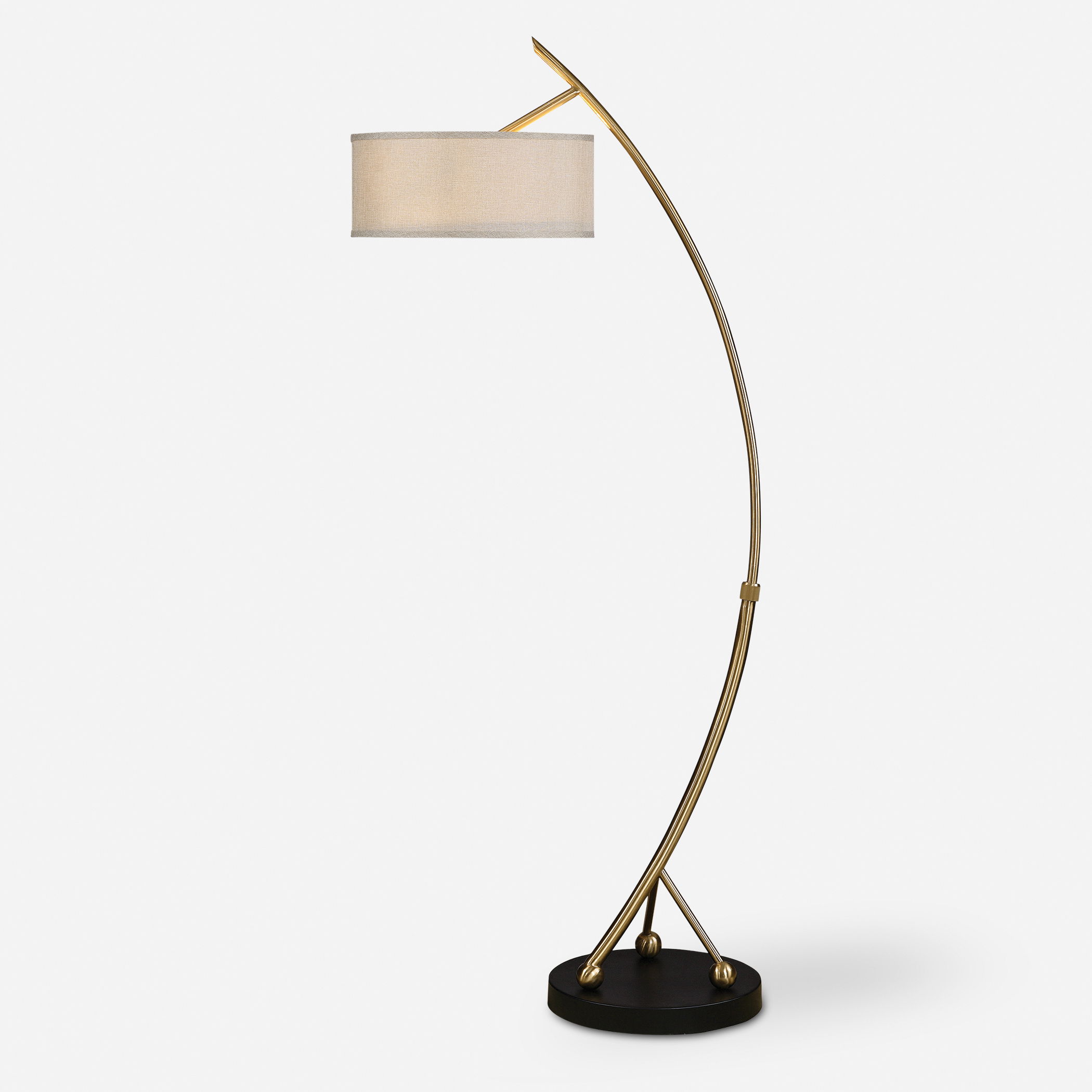 Vardar Curved Brass Floor Lamp large image 