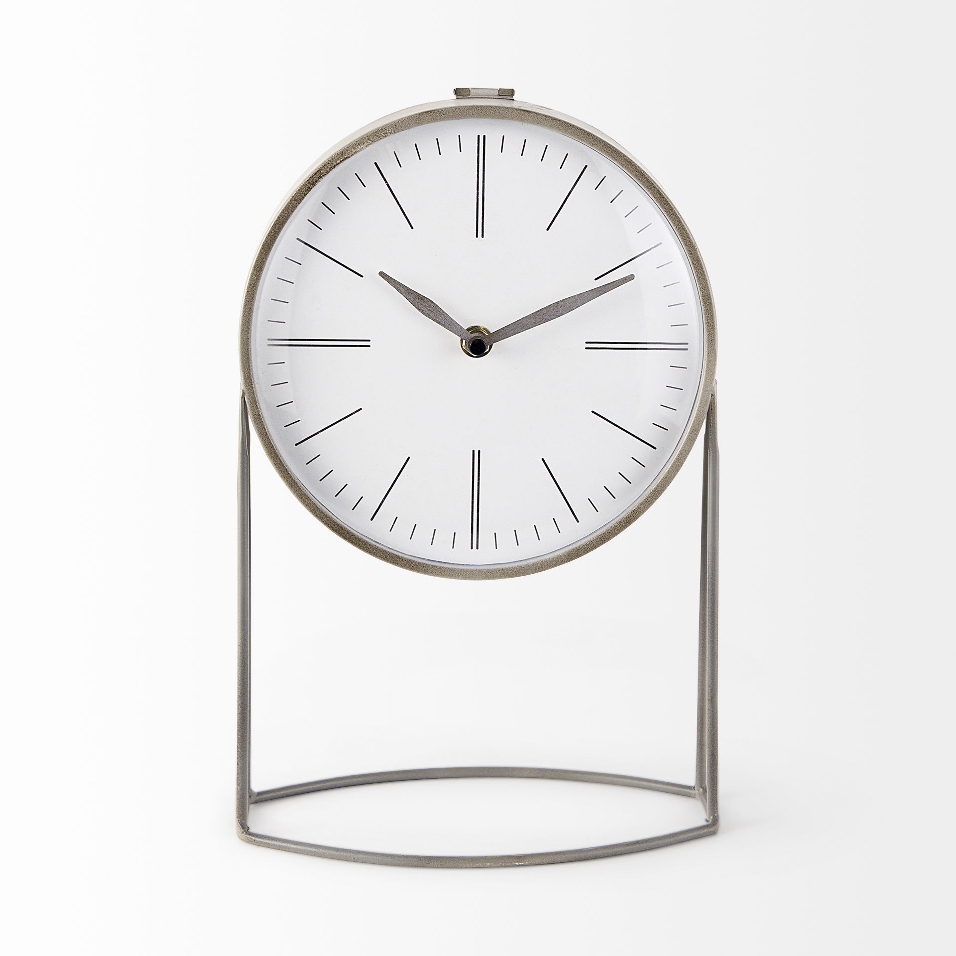 Aurus Matte Gray Metal Table Clock, by Mercana, 7.87" length x 4.72" width x 12.4" height View 3