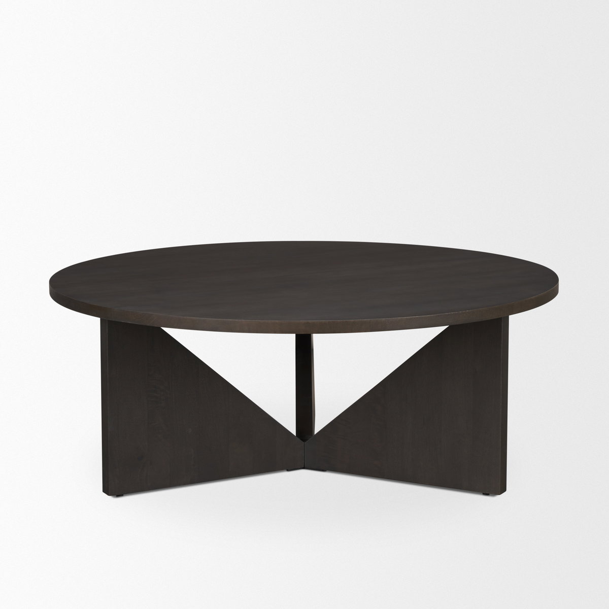 Tarro Brown Wood with Triangle Legs Coffee Table, by Mercana, 44" length x 44" width x 17.5" height View 4