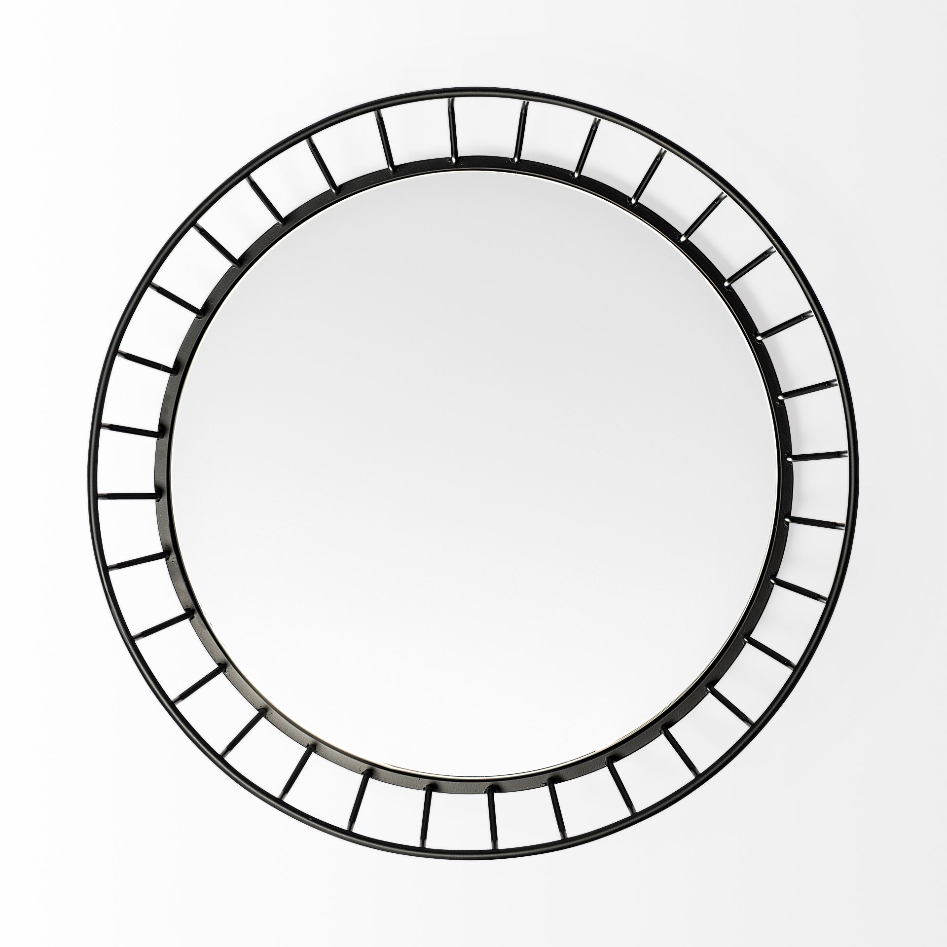 Helena 20L x 20W Black Metal Mirrored Bottom Round Serving Tray large image 