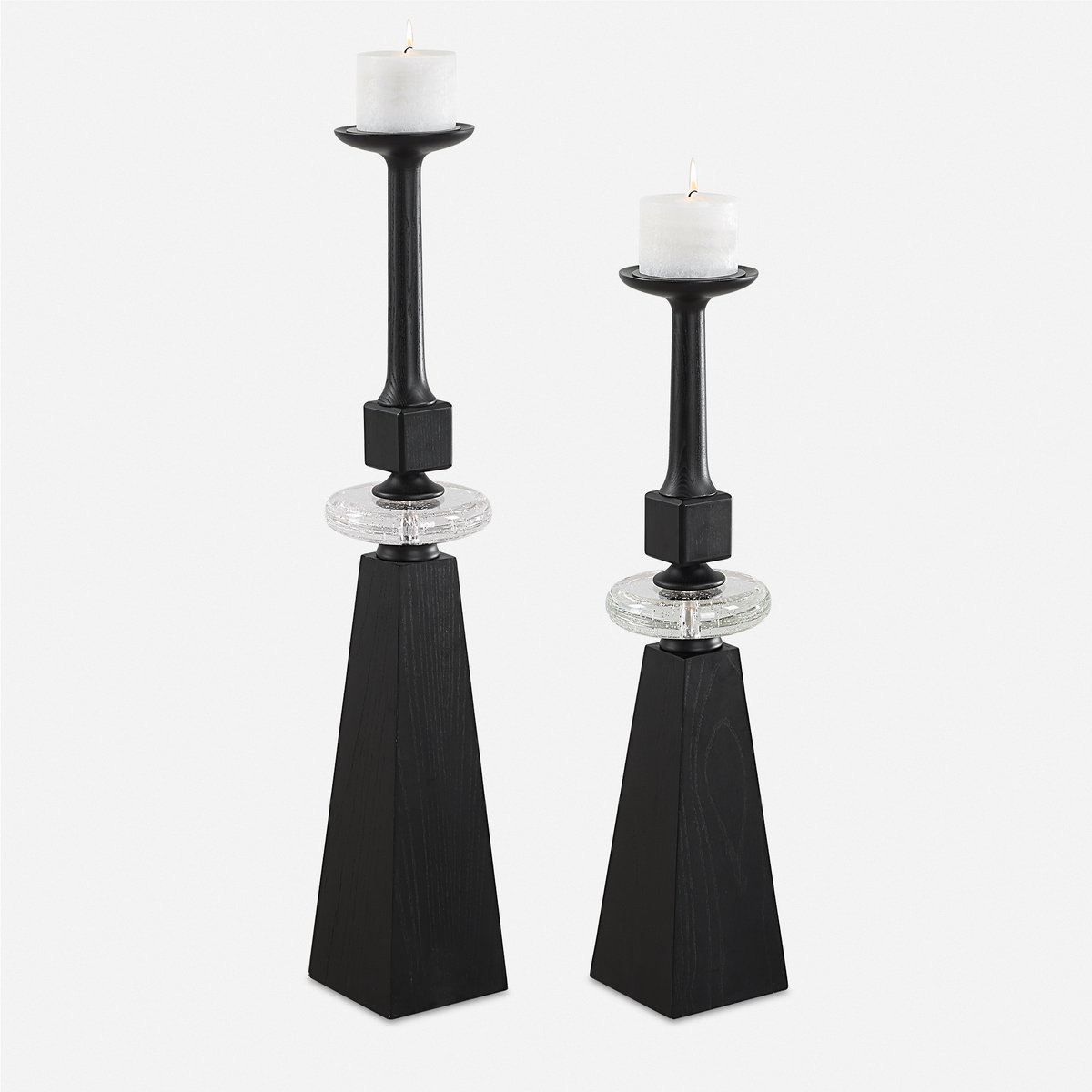 Ebon Glow Floor Candleholders Set/2, Candles & Candle Holder by Uttermost, 7" width x 36" height x 7" depth View 1