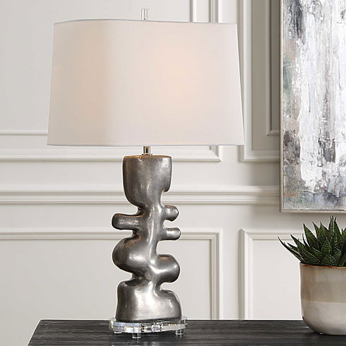 Free Flowing Nickel Table Lamp