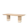 Shivon 94' Light Brown Mango Wood with Travertine Dining Table thumbnail 0