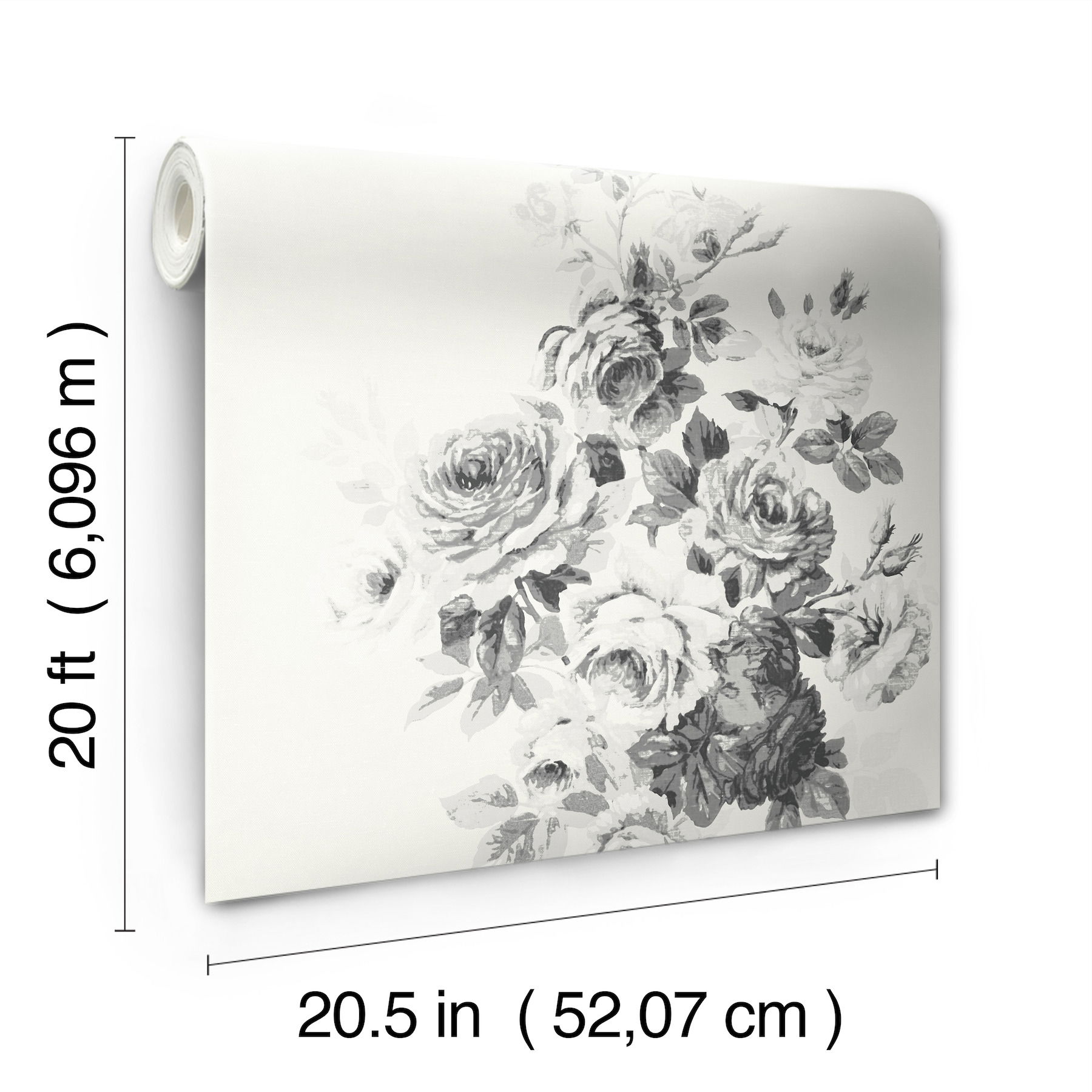 Magnolia Home Tea Rose White & Black Peel & Stick Wallpaper large image 