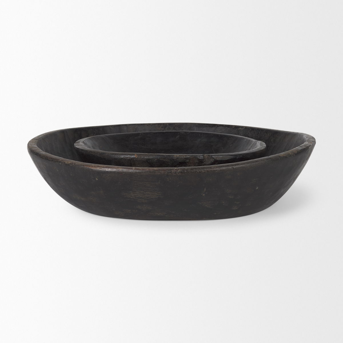 Nikita Set of 2 Large Black-Brown Reclaimed Wood Bowls, Decorative Bowl by Mercana, 17.25" length x 18.25" width x 4.5" height View 4