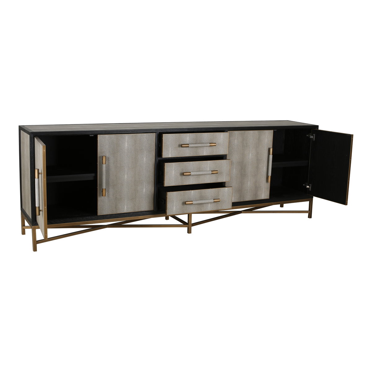 Mako Sideboard Large Grey, Cabinets & Sideboard by Moe's Home, 100" width x 34" height x 18" depth View 3