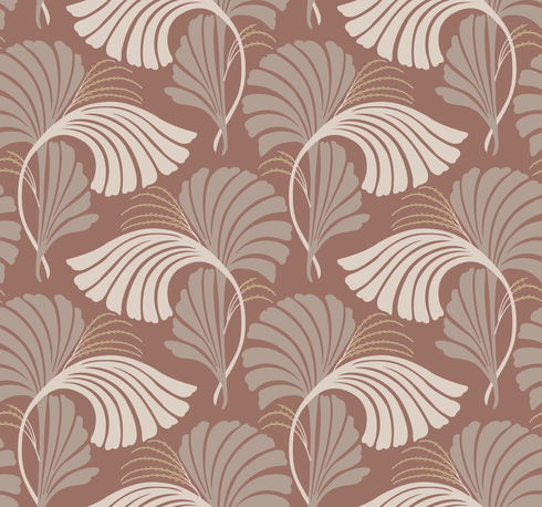 Dancing Leaves Tan Wallpaper