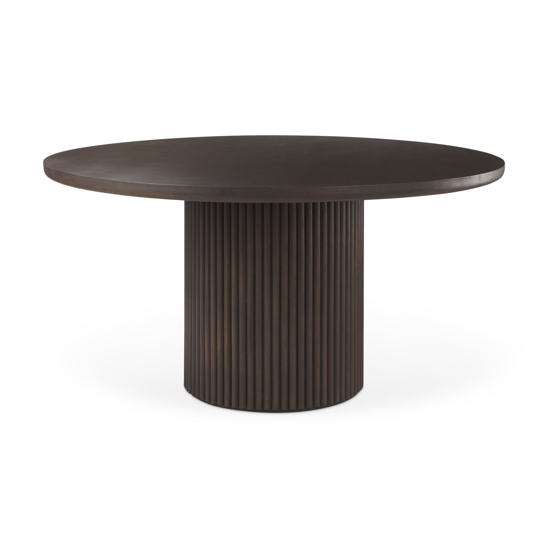 Terra 60L x 60W x 30H Dark Brown Wood Round Fluted Dining Table large image 