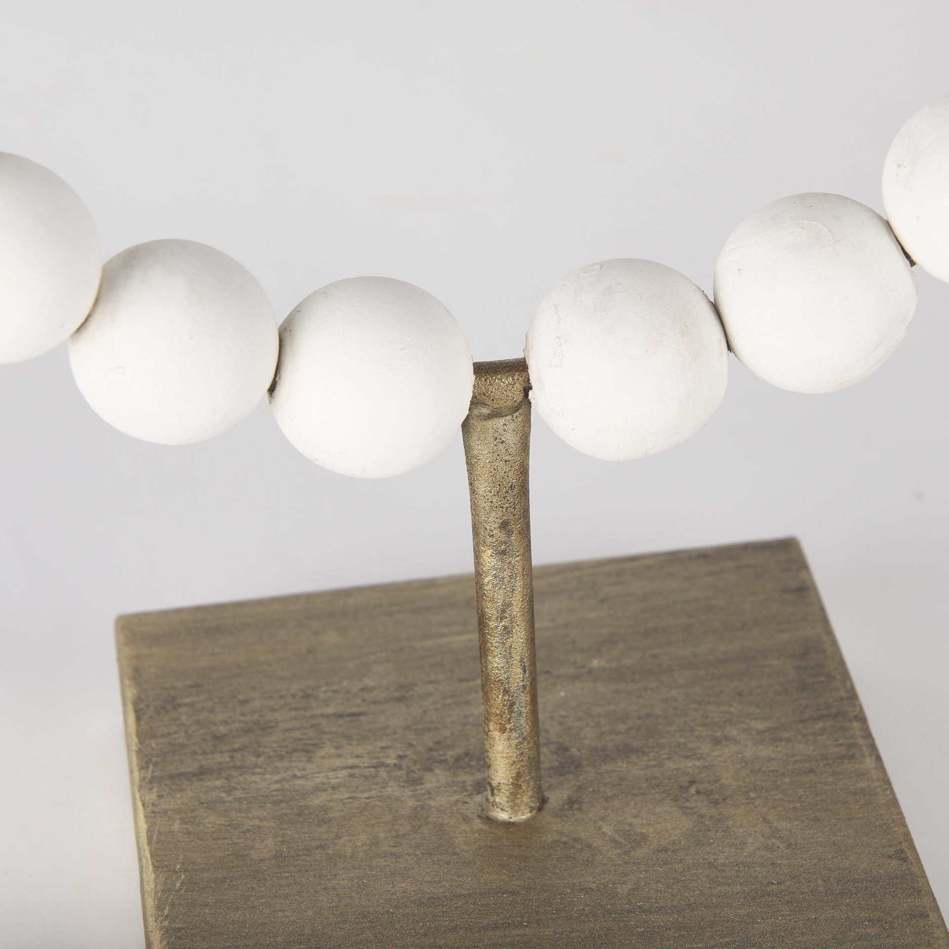 Pontchartrain I (Small) 9L x 5W White Beaded Broken Sphere Decorative Object with Gold Base, by Mercana, 9.45" length x 4.53" width x 11.61" height View 7