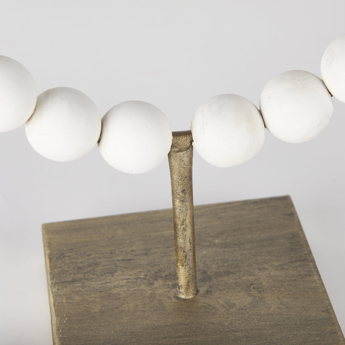 Pontchartrain I (Small) 9L x 5W White Beaded Broken Sphere Decorative Object with Gold Base, by Mercana, 9.45" length x 4.53" width x 11.61" height View 7