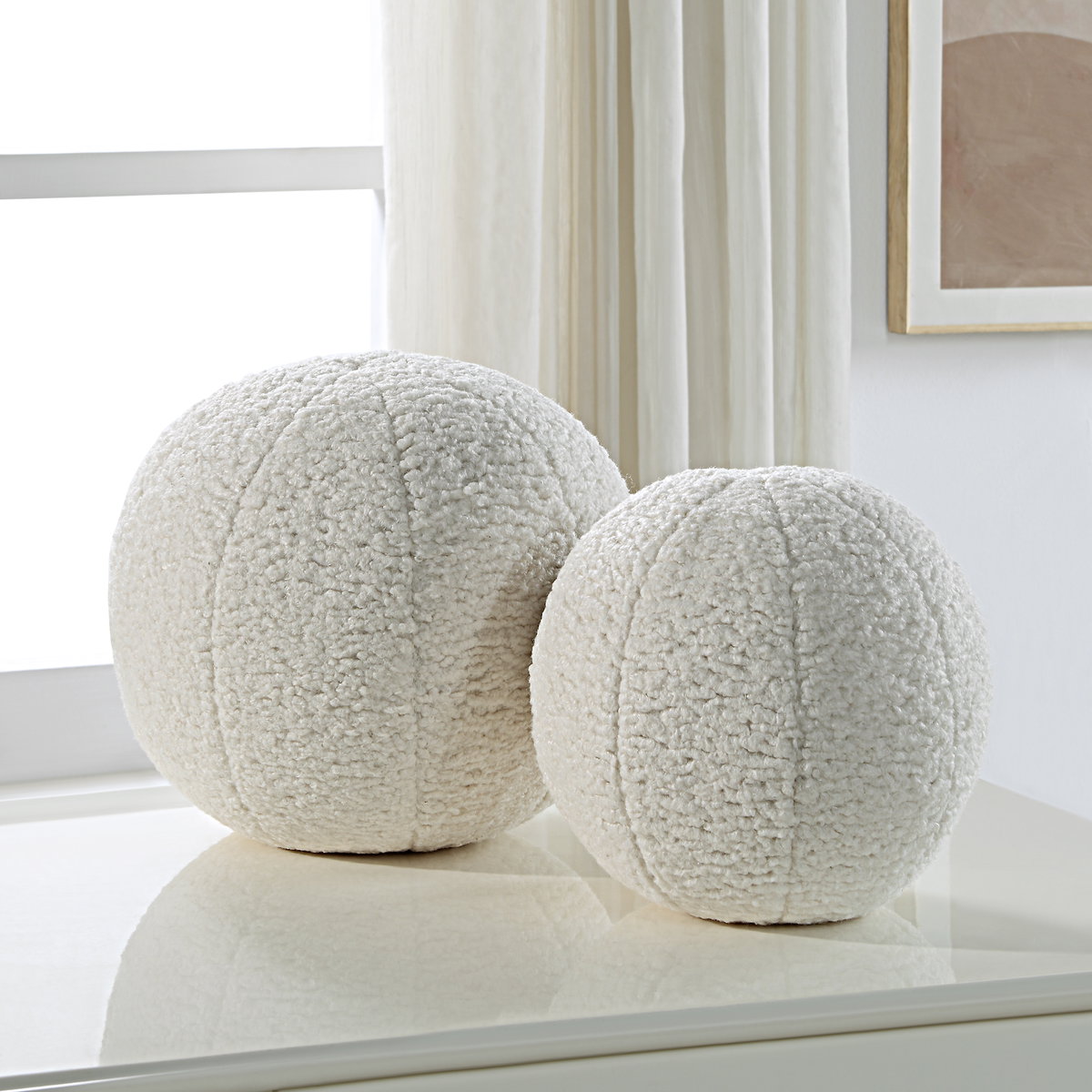 Capra Ball Sheepskin Pillows Set/2, Decorative Pillow by Uttermost, 11" width x 11" height x 11" depth View 2