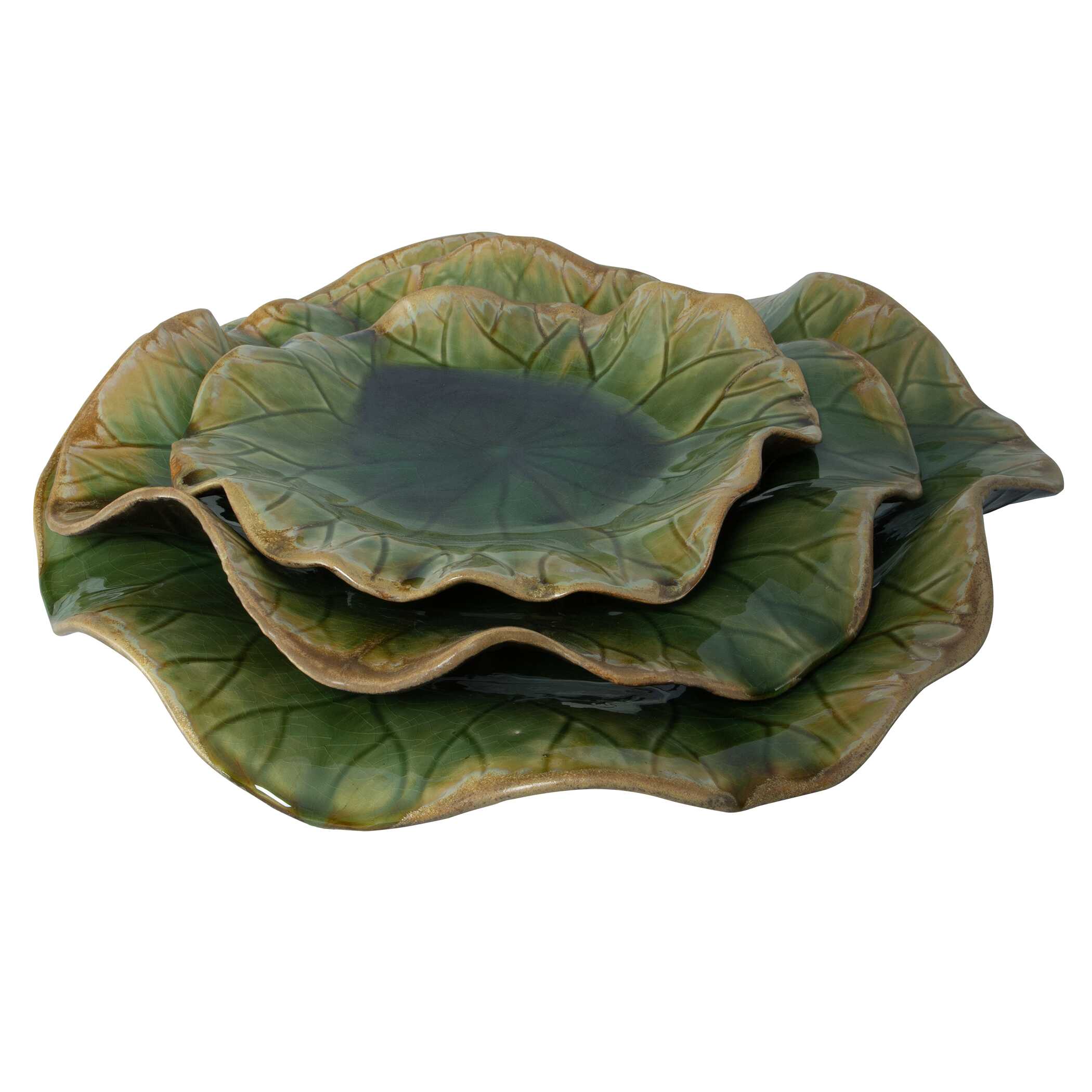 Abella Green Ceramic Wall Decor Set/3, Sculptural Wall Art by Uttermost, 17.87" width x 17.87" height x 3.87" depth View 8