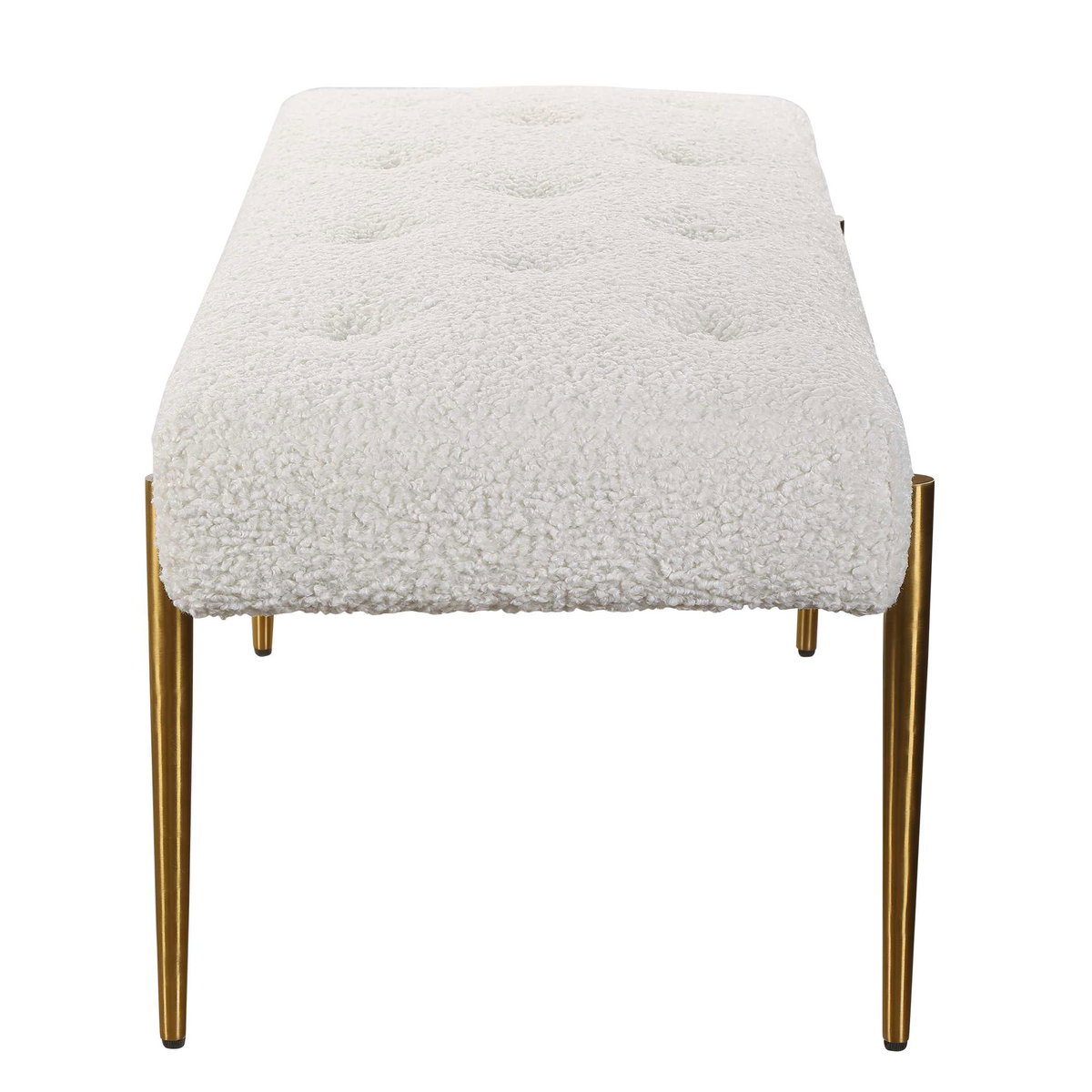 Olivier White Bench, Benche by Uttermost, 49" width x 19" height x 20" depth View 6
