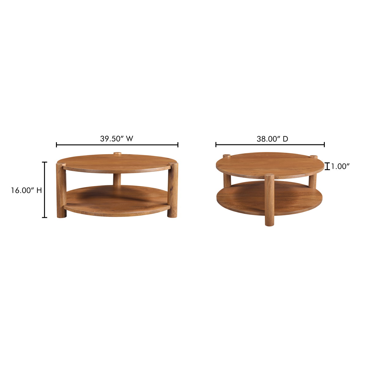 Olsen Coffee Table Vintage Brown, by Moe's Home, 39.5" width x 16" height x 38" depth View 8