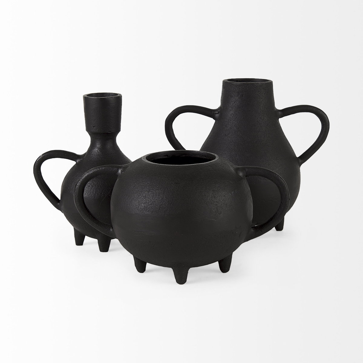 Cyrus Black Two handled Vase Decorative Object, by Mercana, 8.66" length x 4.72" width x 8.27" height View 10