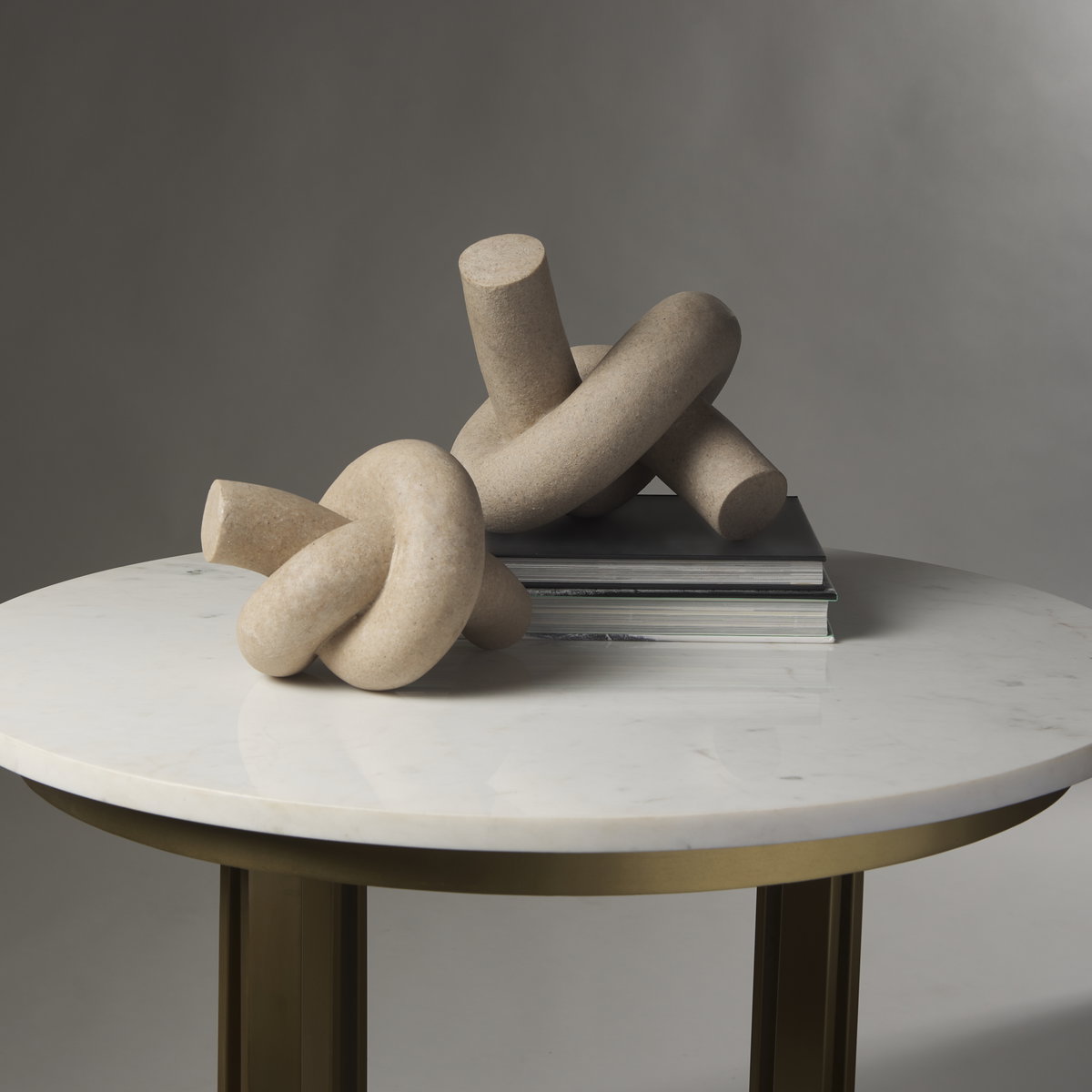 Otto  Sandstone Resin Large Knot Sculpture Decorative Object, by Mercana, 12.01" length x 10.47" width x 7.48" height View 2