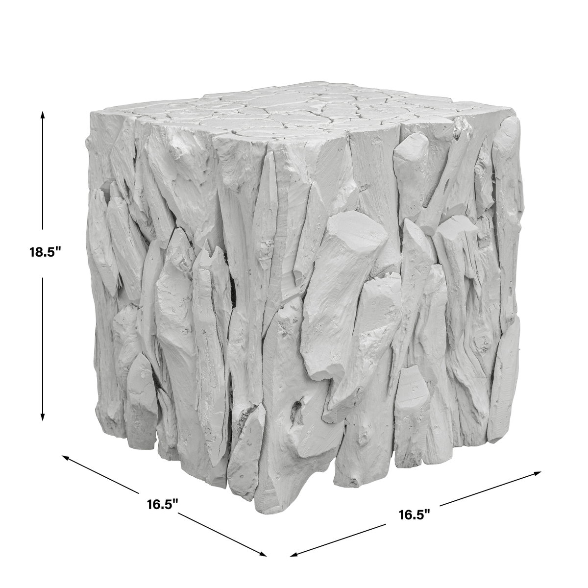 Teak Root White Bunching Cube, Side & End Table by Uttermost, 16.5" width x 18.5" height x 16.5" depth View 3