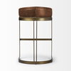 Hollyfield Cognac Brown Leather Seat Gold Metal Base Bar Stool, Counter & Bar Stool by Mercana, 20.5" length x 19.7" width x 32.7" height thumbnail 5