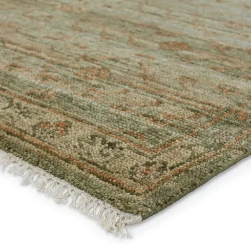 Jaipur Living Augusta JIN04 Handknotted Floral Green and Burnished Gold Area Rug (8