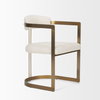 Hollyfield Curved Back Dining Arm Chair | Cream Fabric with Gold Iron, Dining Chair by Mercana, 20.5" length x 21.3" width x 29.5" height thumbnail 7