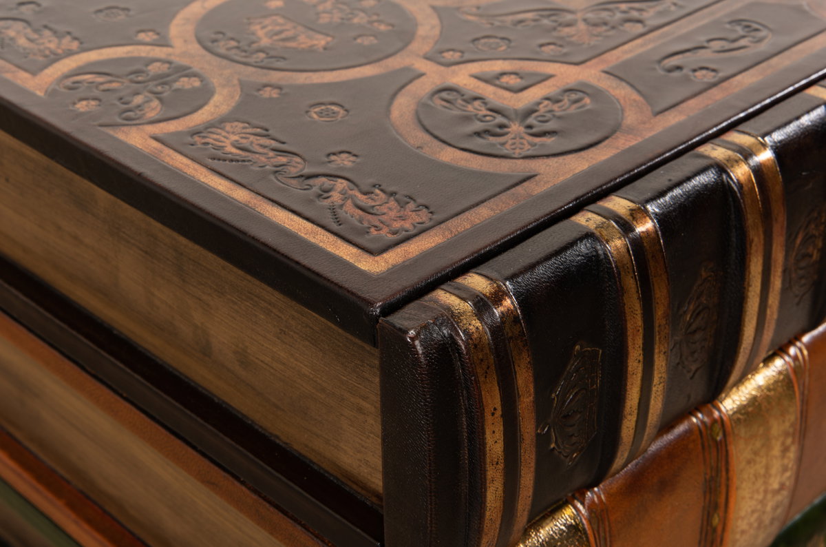 Florentine Books Chairside Chest, by Sarreid, 1' length x 1'8" width x 1'10" height View 3