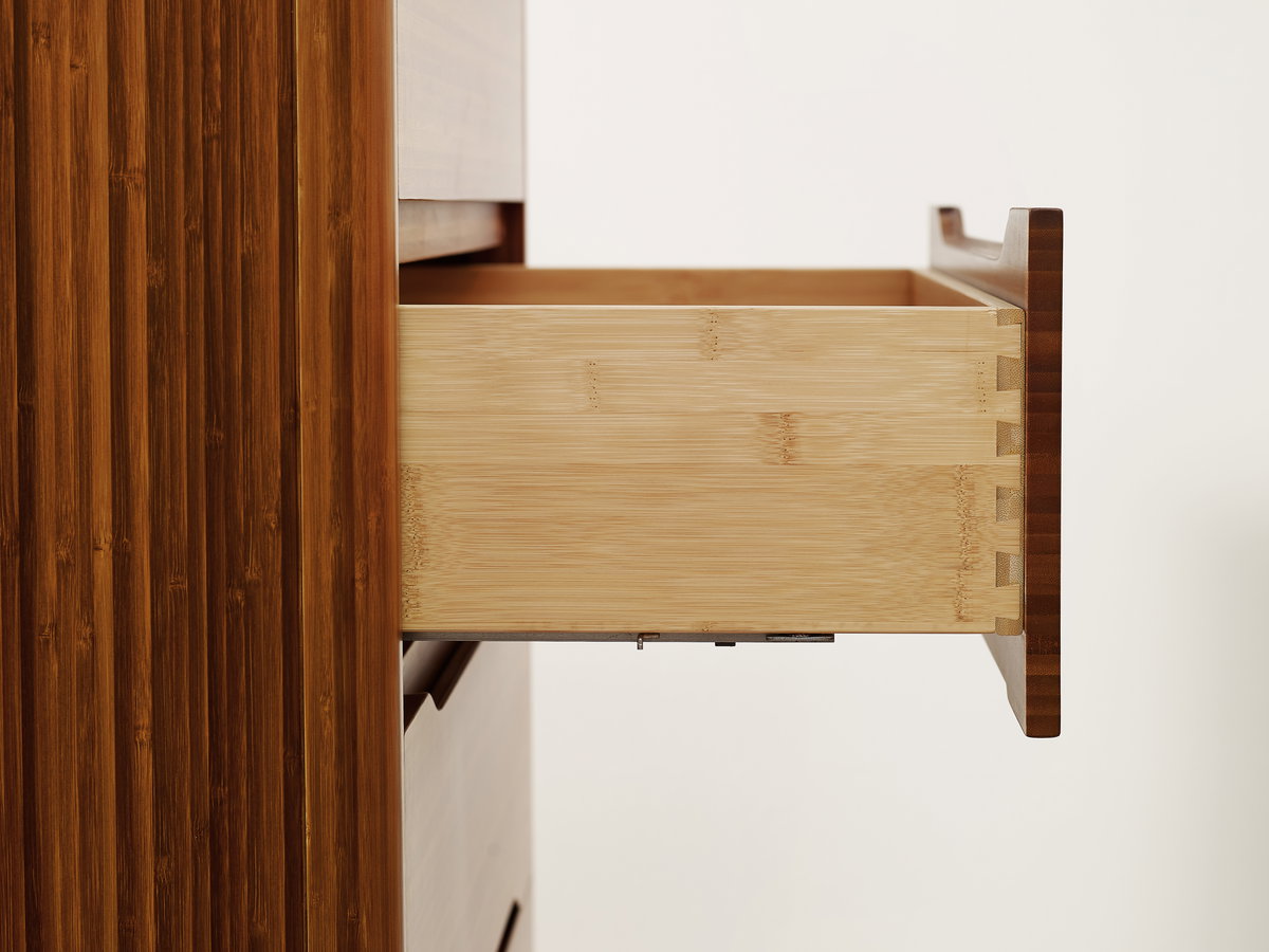 Currant Five Drawer High Chest, Amber, Dresser by Greenington, 19" length x 32" width x 52" height View 10