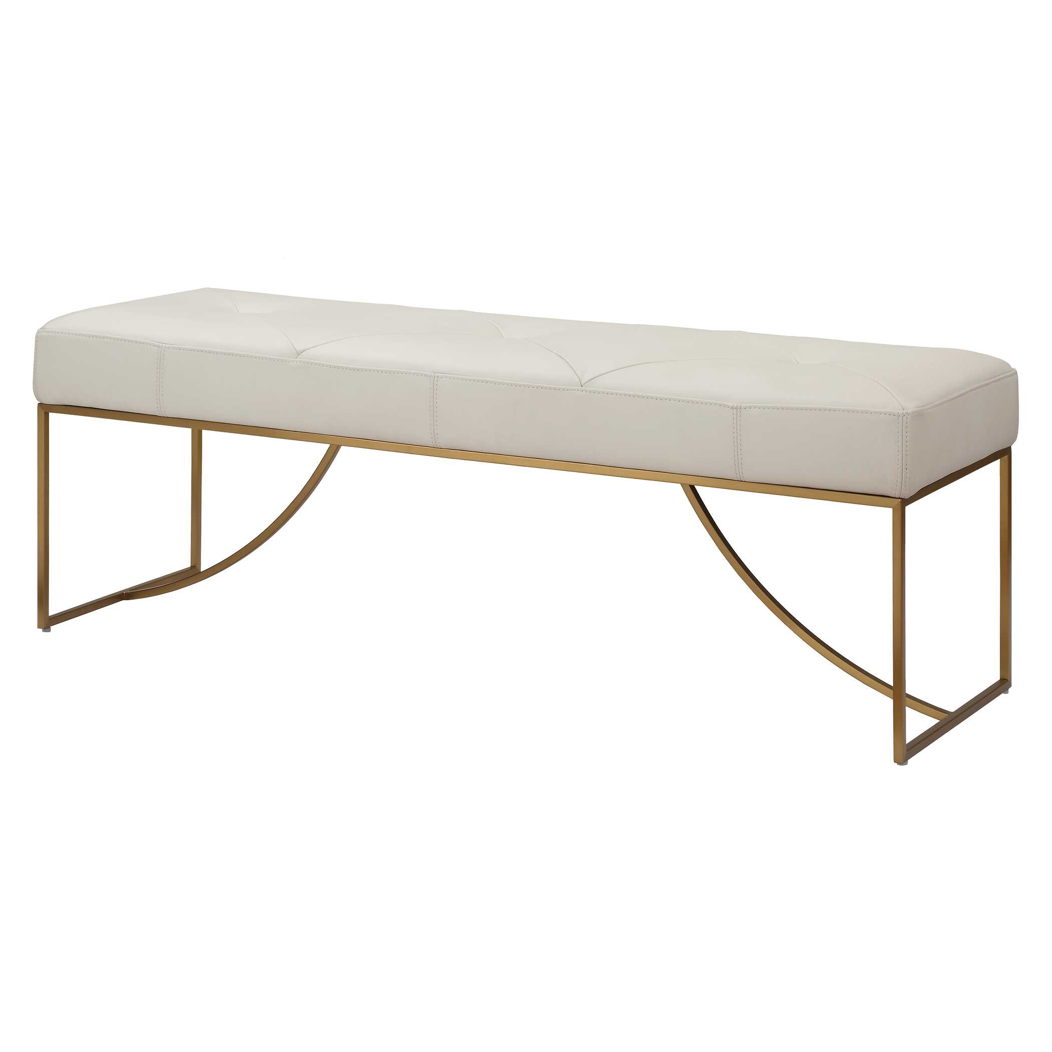 Swale Ivory Leather Bench, Furniture by Uttermost, 53" width x 19" height x 16" depth View 5