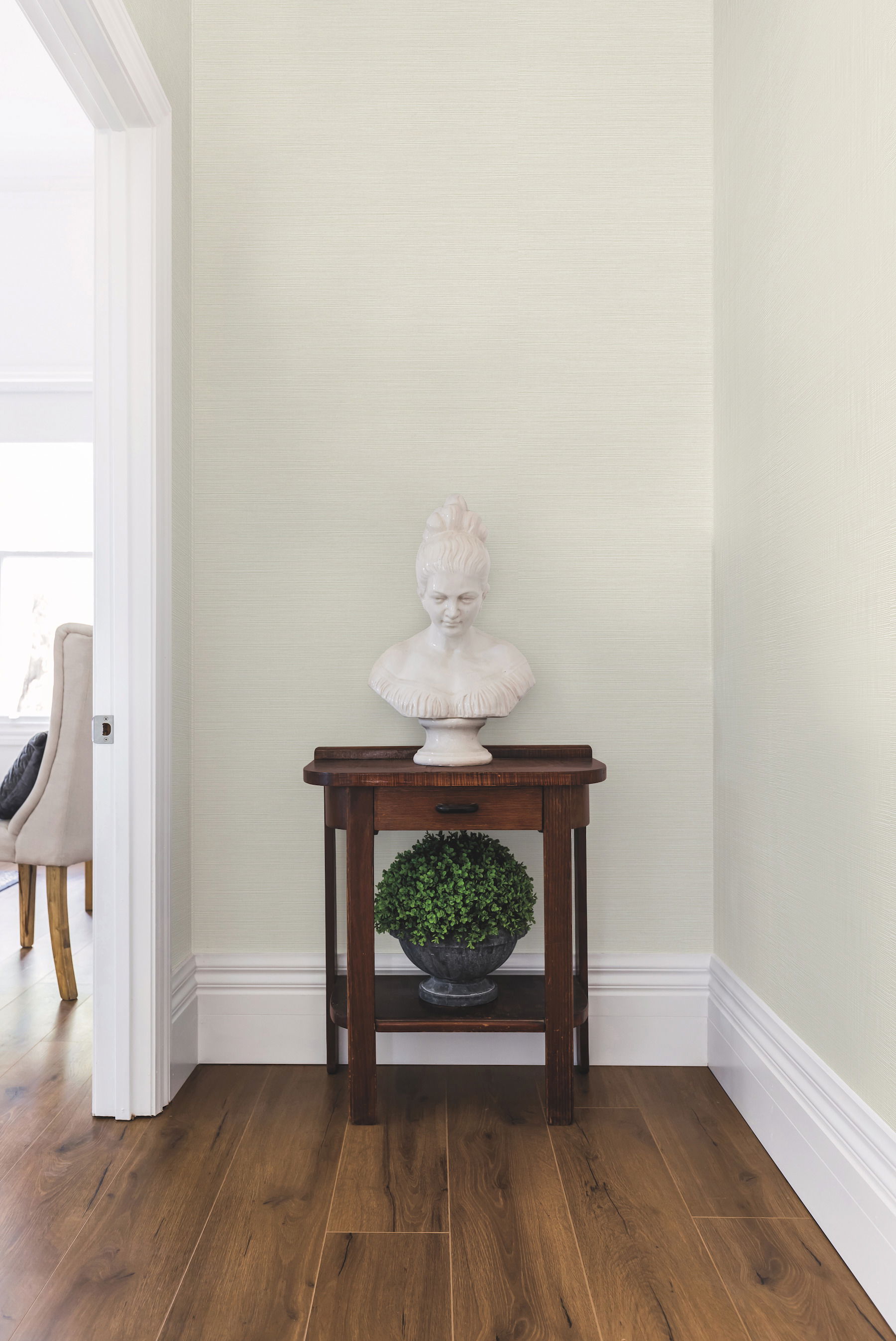 Shining Sisal Grasscloth Grey Metallic Wallpaper, by York Wall, 33' length x 1'9" width x 0.02" depth View 3