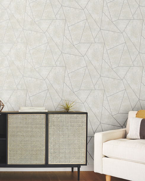 Nazca Neutral & Silver Wallpaper