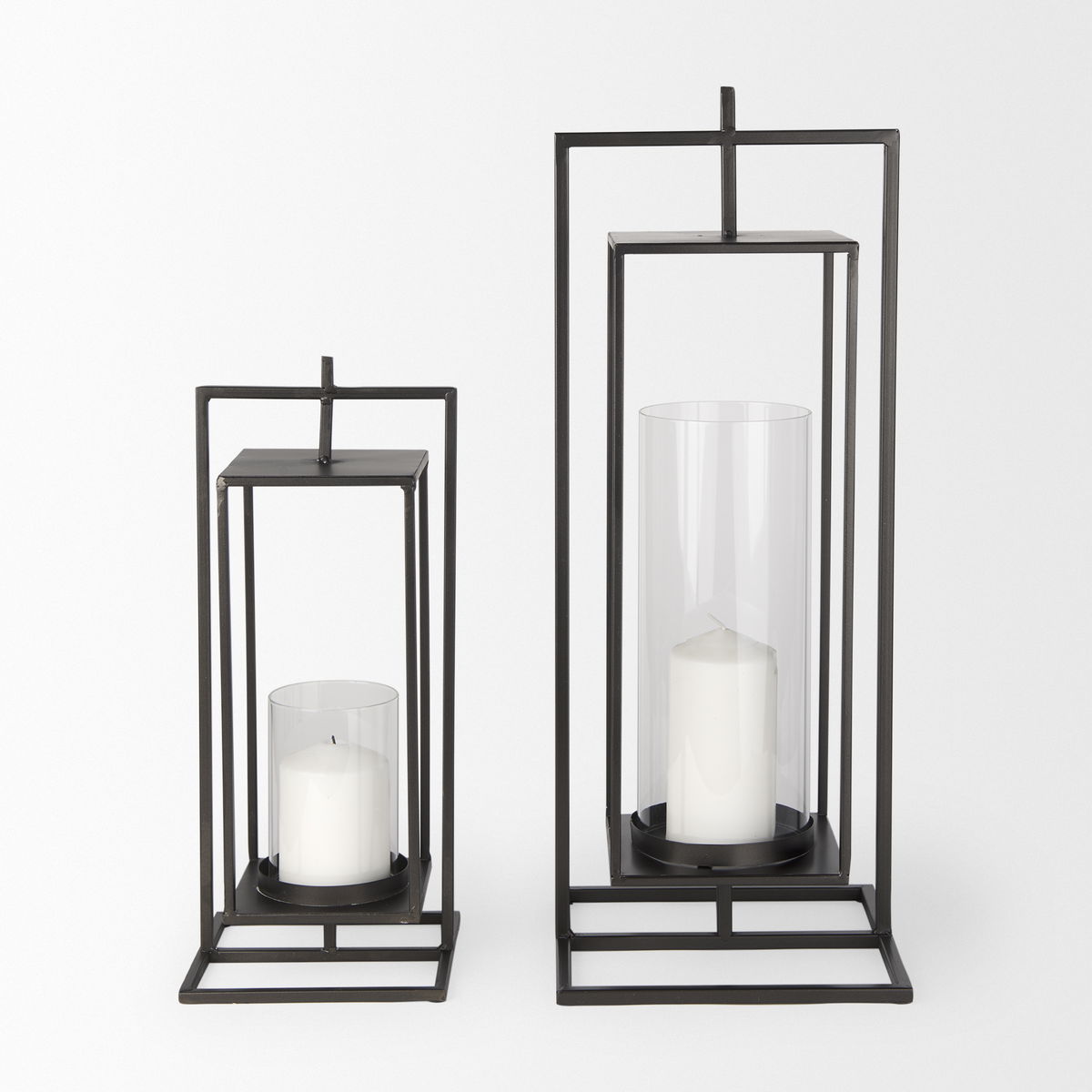Albus I Large Black Metal Rectangular Table Candle Holder, Candles & Candle Holder by Mercana, 9.25" length x 9.25" width x 23.82" height View 11