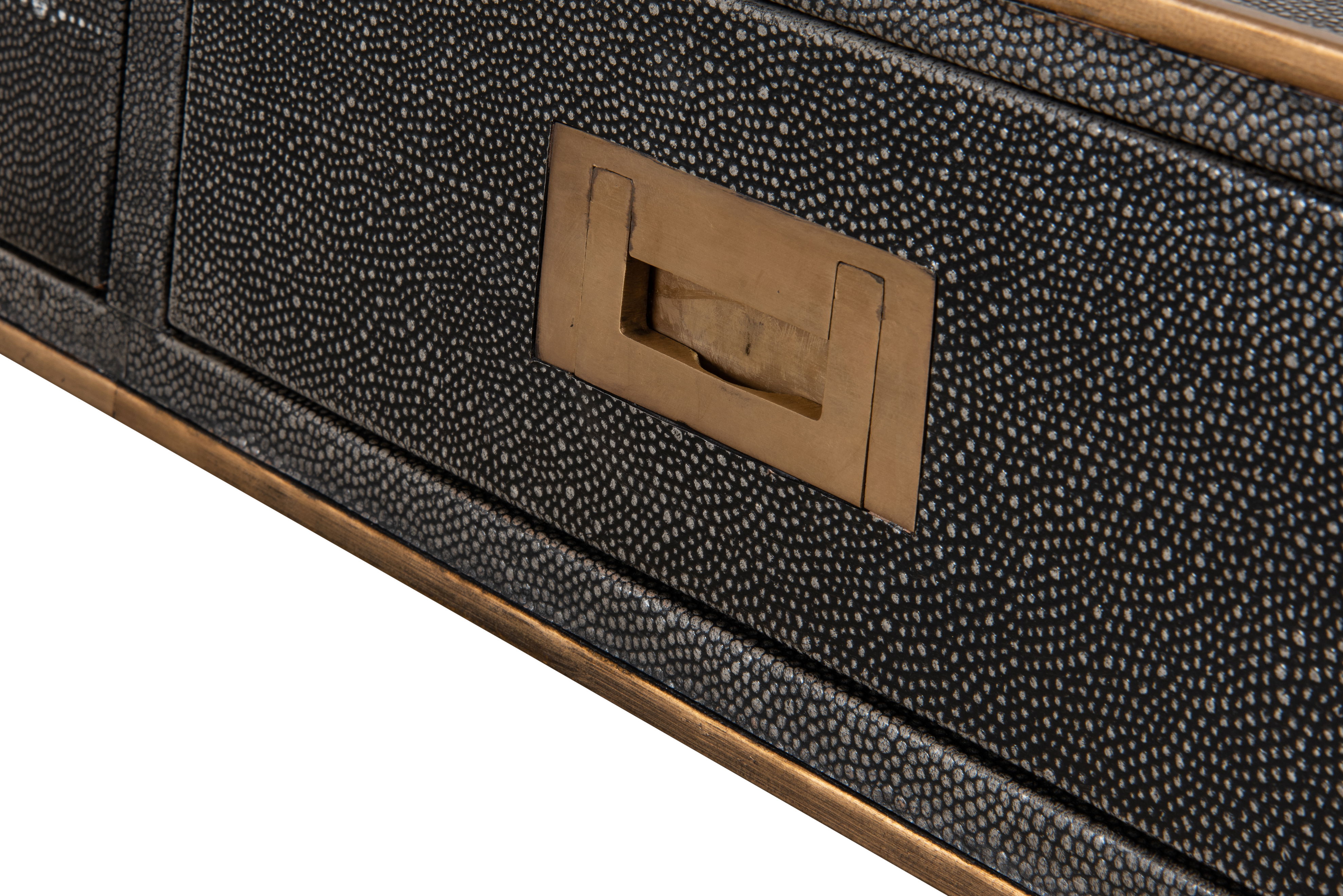 Grey Leather Shagreen Desk, by Sarreid, 49" length x 22" width x 31" height View 6