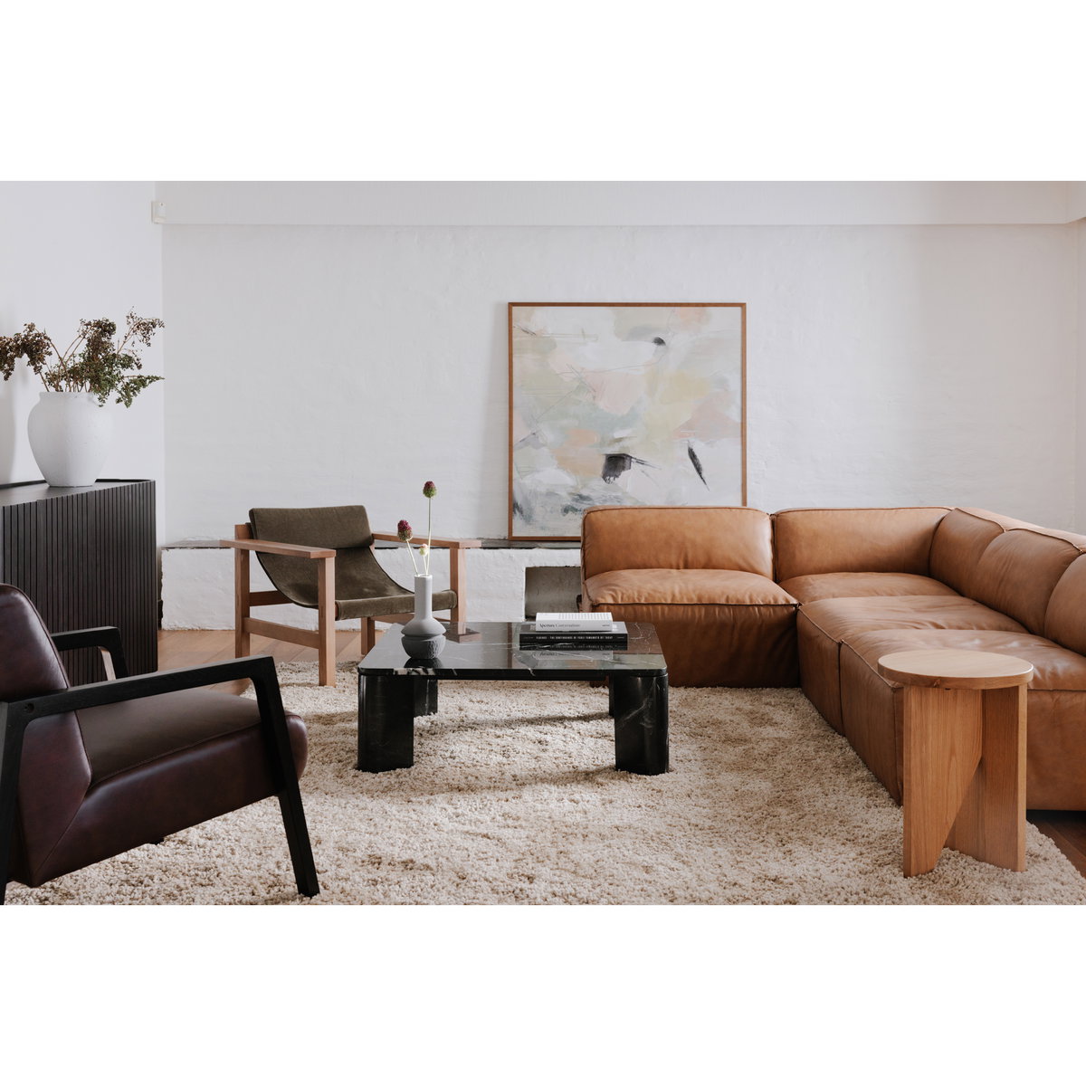 Segment Coffee Table Jetty Black, by Moe's Home, 35.5" width x 13" height x 35.5" depth View 5